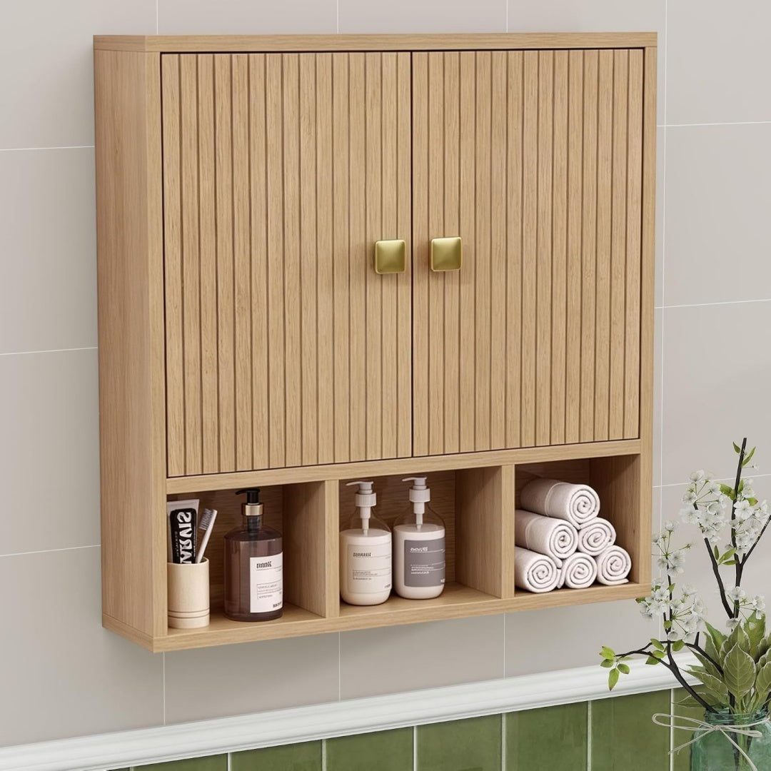 mobili a muro legno con ripiani 1